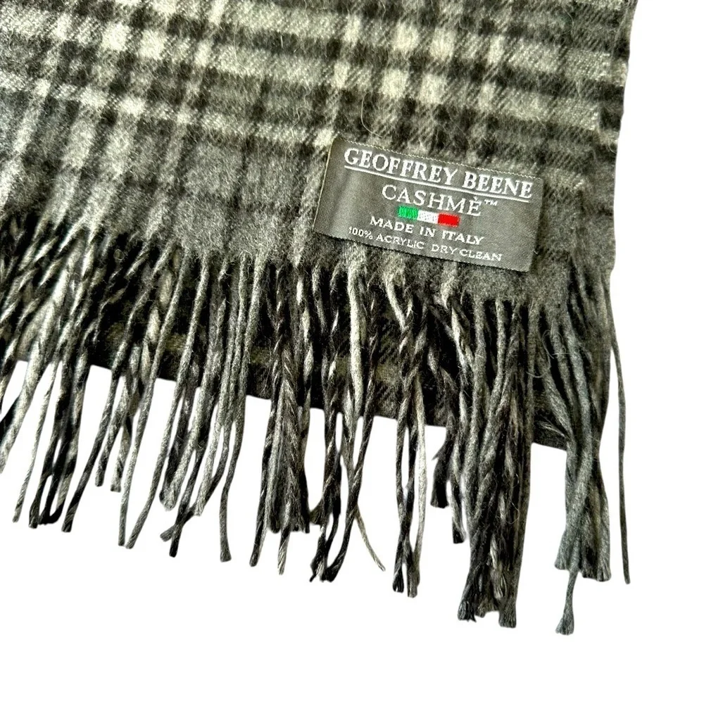 Geoffrey Beene Cashme Gray Plaid Men's Scarf